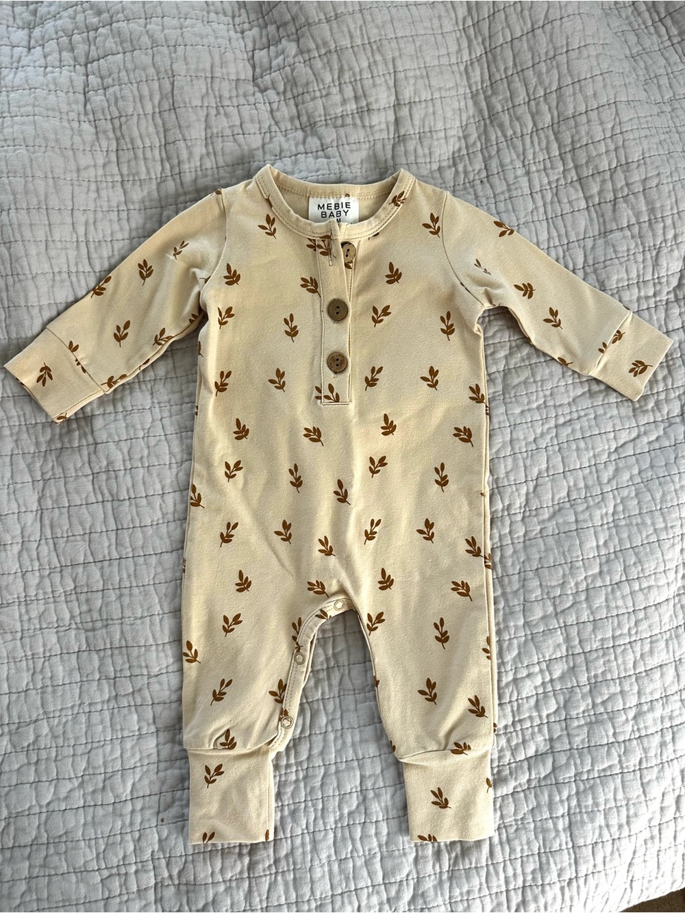 Mebie Baby Cream Printed One-Piece Romper